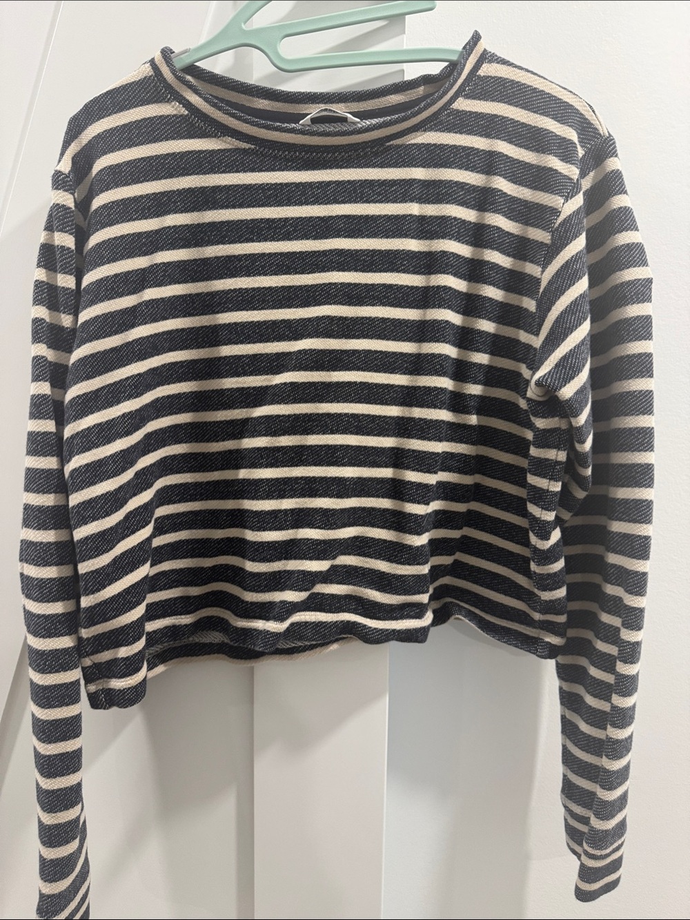 Striped Black and Cream Long-Sleeve Women's top